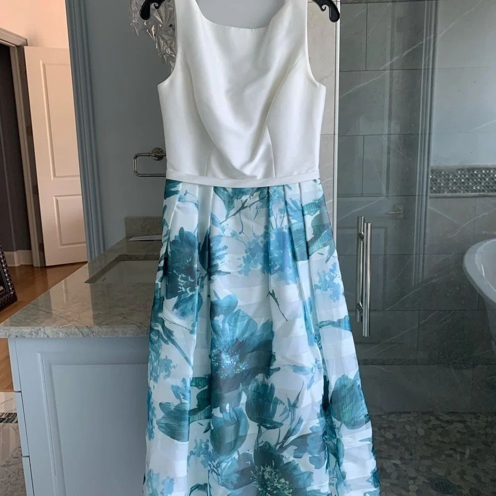 THEIA  Floral-print Silk Tea-length Dress